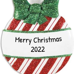 Adorno de Navidad personalizado 2024, bola de Navidad con decoración de líneas a rayas, adornos de Navidad colgantes de bola roja con purpurina para Adorno de Navidad personalizado 2024, bola de Navidad con decoración de líneas a rayas, adornos de Navidad colgantes de bola roja con purpurina para