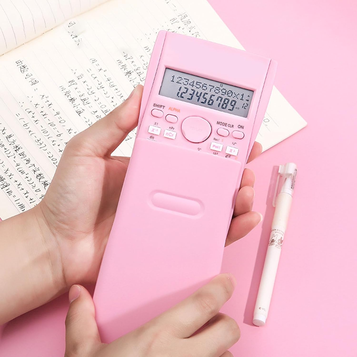 Calculadoras científicas, calculadora rosa multifuncional de 12 dígitos para estudiantes, profesores, profesionales de negocios, suministros