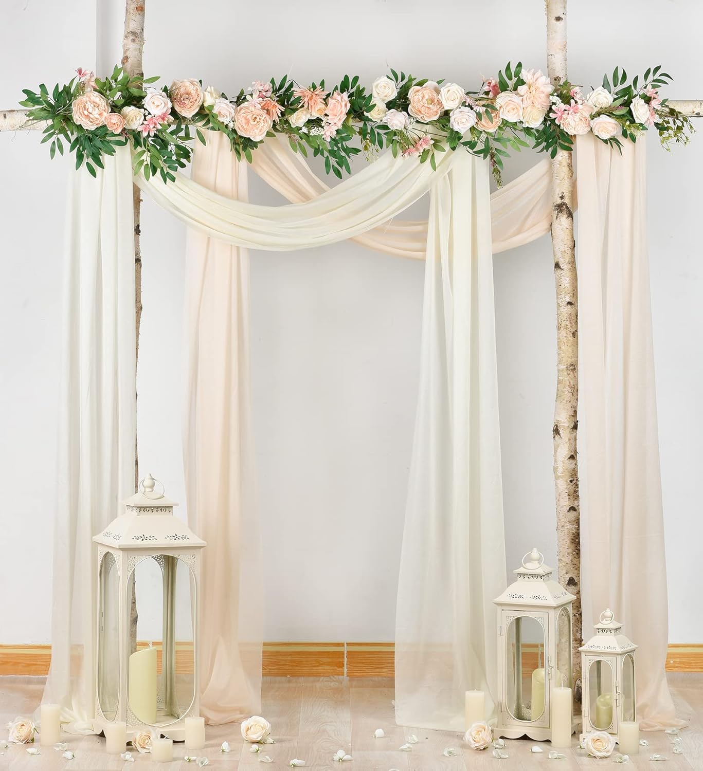 DearHouse 2 paneles de tela para cubrir el arco de la boda, 29.5 pulgadas x 18 pies, cortinas de tela perla para boda, cortina de telón de fondo