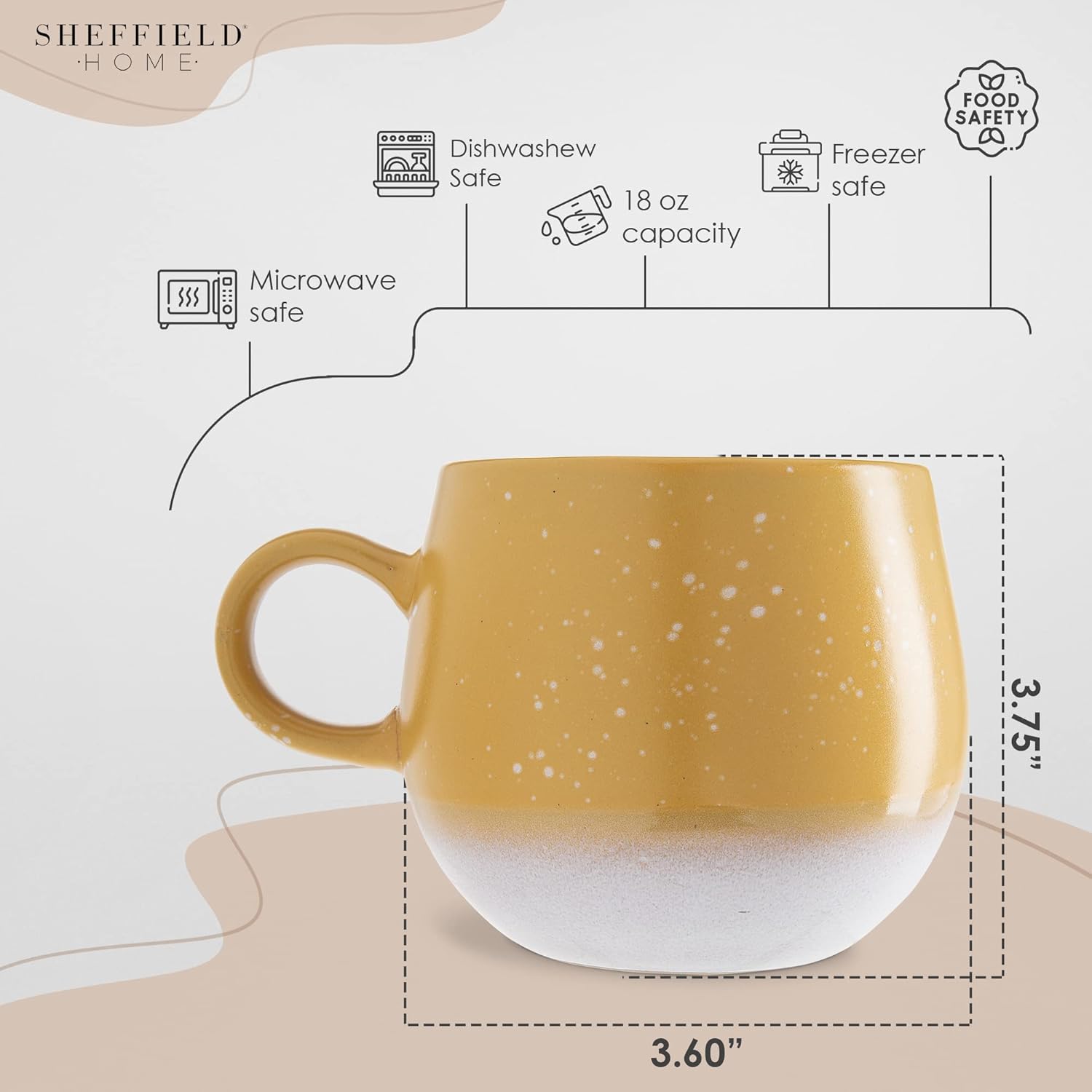 Heartland Hive Juego de 4 tazas de café de cerámica, tazas de café brillantes y coloridas, tazas para té, café con leche y chocolate caliente, 17
