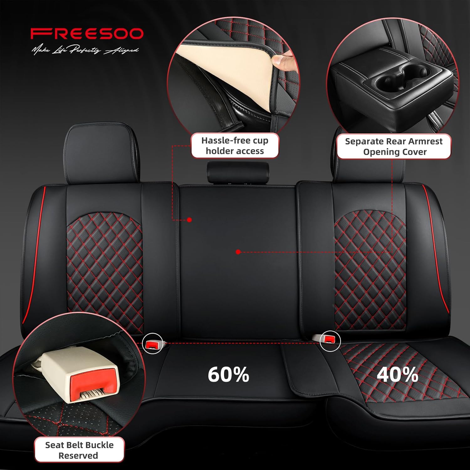 FREESOO Juego completo de fundas de asiento de automóvil para Dodge Ram 2002-2023 1500 2500 3500 Classic Crew Quad Cab Funda de asiento de cuero con
