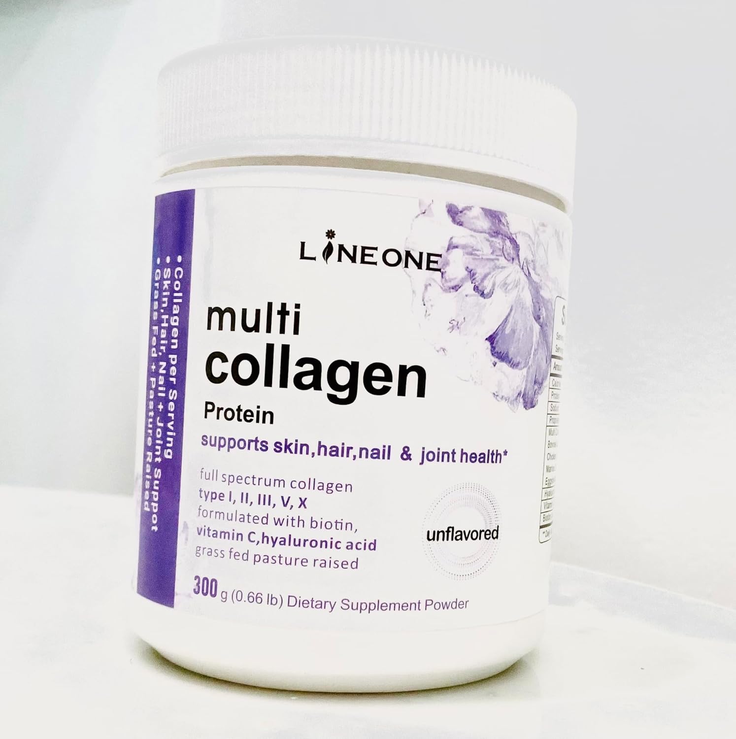 Proteína de colágeno Polvo de péptidos con biotina 5000 mcg, vitamina C y ácido hialurónico Paleo, sin sabormúltiple de 5 tipos (I, II, III, V, X)