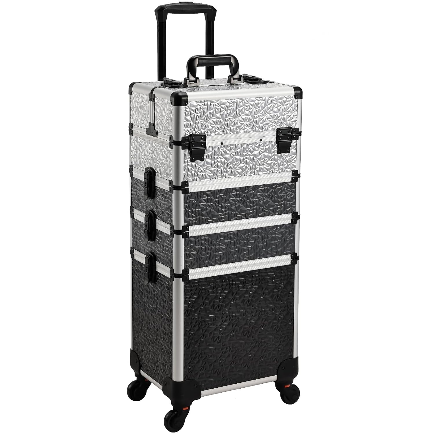 Stagiant 4 en 1 Estuche de maquillaje rodante grande de almacenamiento para cosméticos 4 en 1 Carro de gran capacidad Estuche de viaje de maquillaje