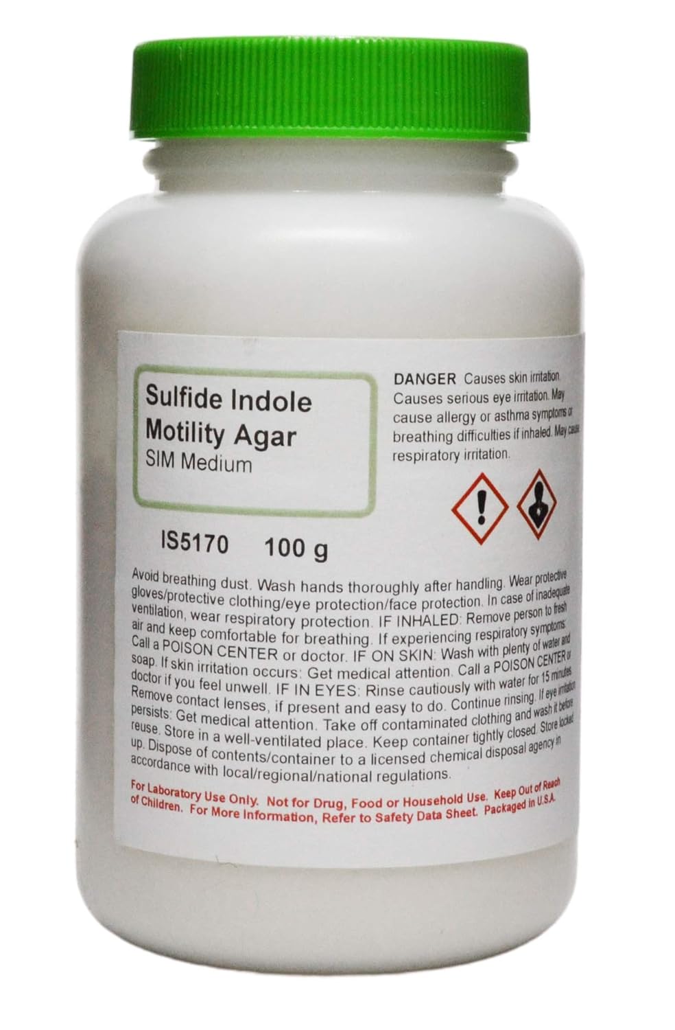 Innovating Science Sulfuro indolo motilidad (SIM) medio diferencial, 3.53 oz