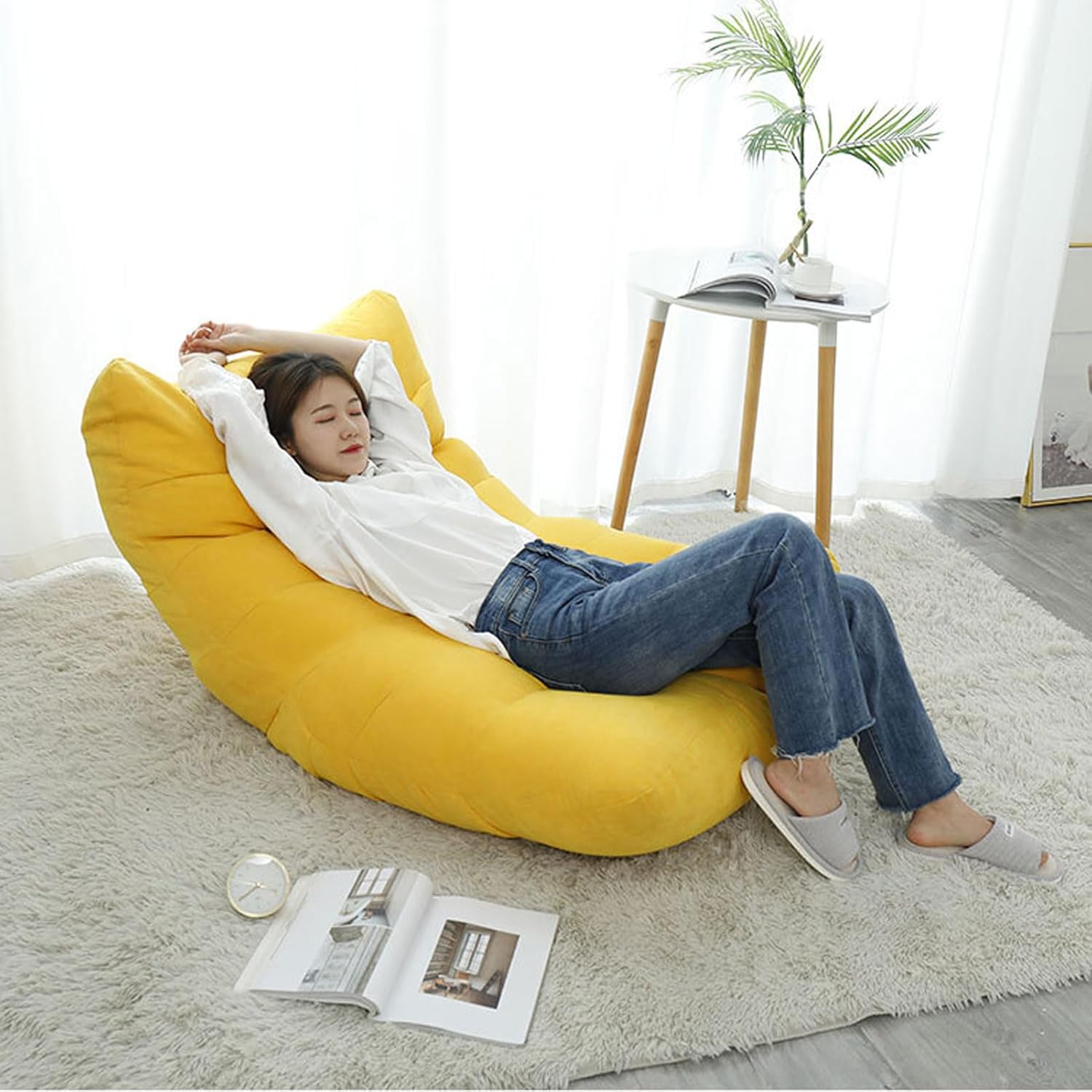 Funda para silla puff (sin relleno), funda para sofá perezoso sin relleno, tela de lino, puf, puff para sofá, tatami, lavable, ultra suave, gris