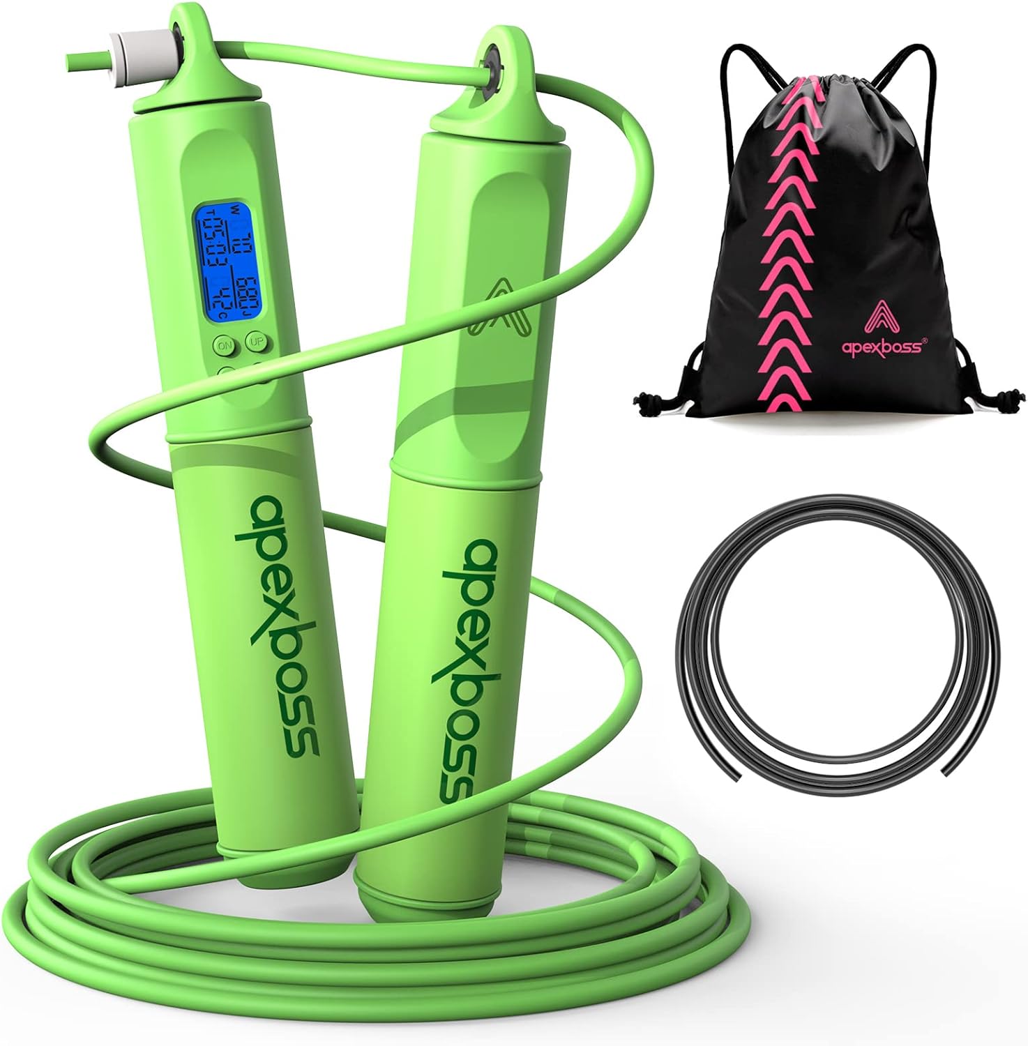 Jump Rope, Tangle-Free Fisheye Shaped Ball Bearing Speed Skipping Rope with Calorie Counter for Training Fitness, Exercise Digital Speed Rope with