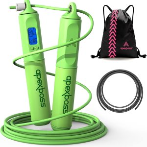 Jump Rope, Tangle-Free Fisheye Shaped Ball Bearing Speed Skipping Rope with Calorie Counter for Training Fitness, Exercise Digital Speed Rope with Jump Rope, Tangle-Free Fisheye Shaped Ball Bearing Speed Skipping Rope with Calorie Counter for Training Fitness, Exercise Digital Speed Rope with