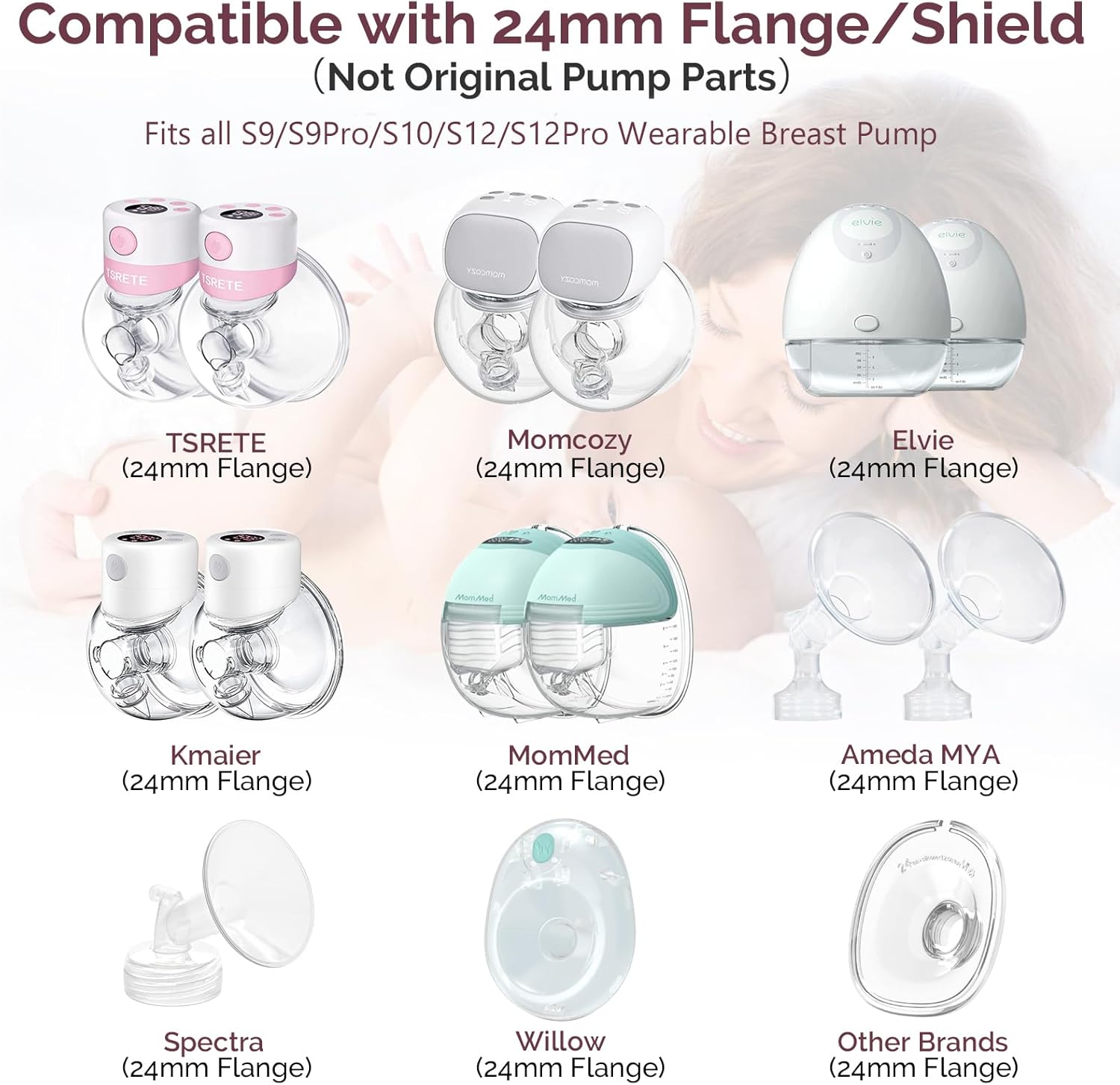 semai Insertos de brida de 131517190.827 in compatibles con rebordes Momcozy S12 ProS9 ProS12S9Medela de 0.945 in, reduce el túnel de pezón de 0.945