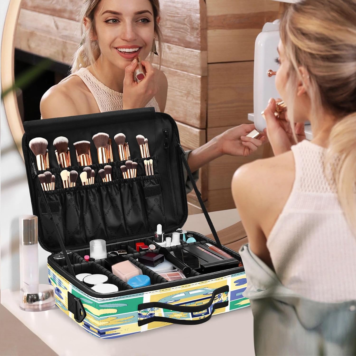 Plaid Cartoon Cute Animals Kids cosmetic makeup bag large toiletry travel bag large make up bag travel makeup bags for women bolso para maquillaje