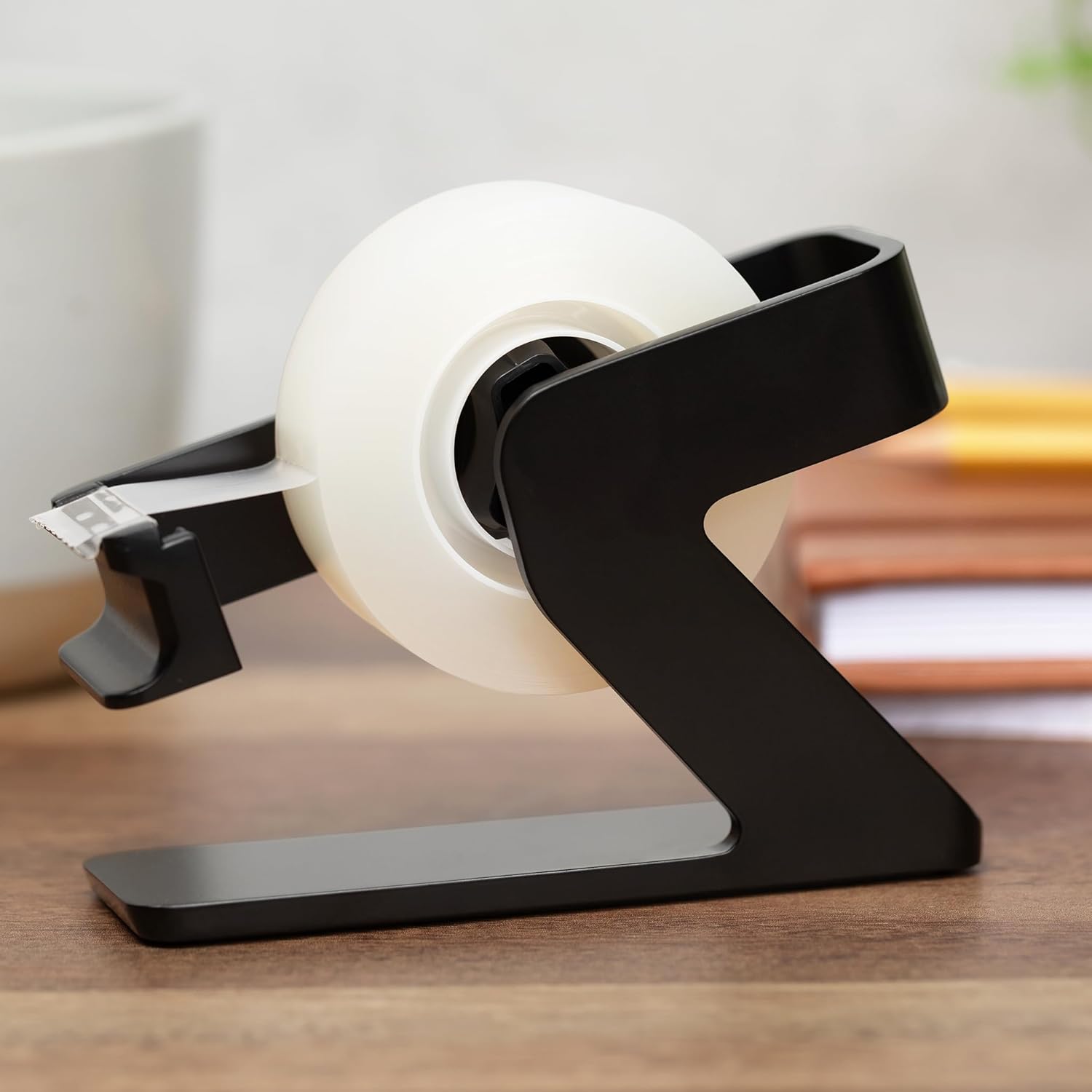 ELYPRO Dispensador de cinta moderna para escritorio de oficina, diseño elegante y minimalista, hecho meta pesado, ahorra espacio, perfecto para uso