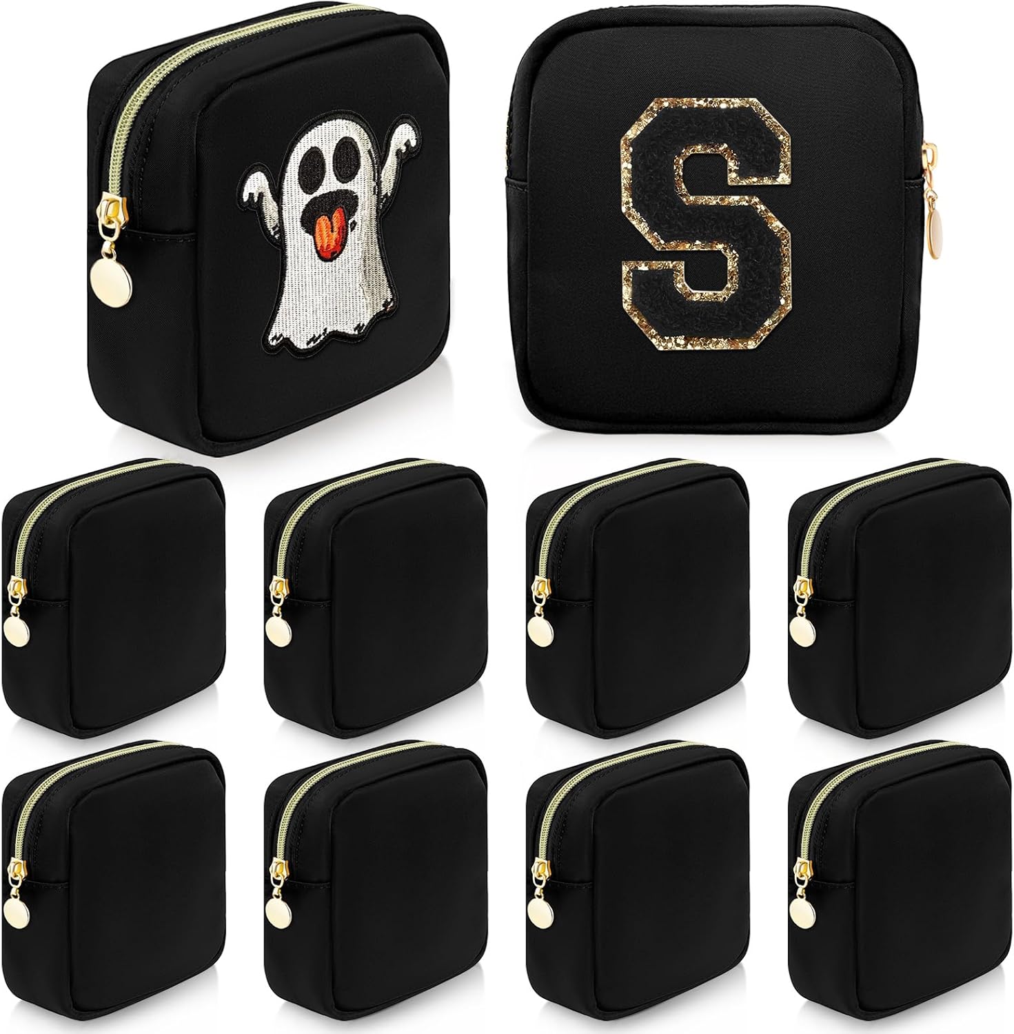 9 piezas de bolsa de cosméticos de nailon para bolso, bolsas de maquillaje preparadas, mini bolsa de cosméticos con cremallera, bolsa organizadora