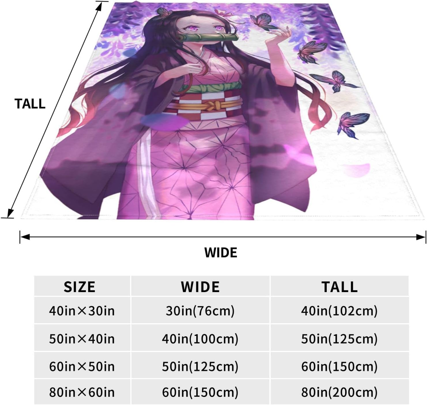 Manta de anime Nezuko  Manta de franela súper suave para sofá, ropa de cama, sala de estar, regalo para niños y adultos 02, 50 x 40 pulgadas