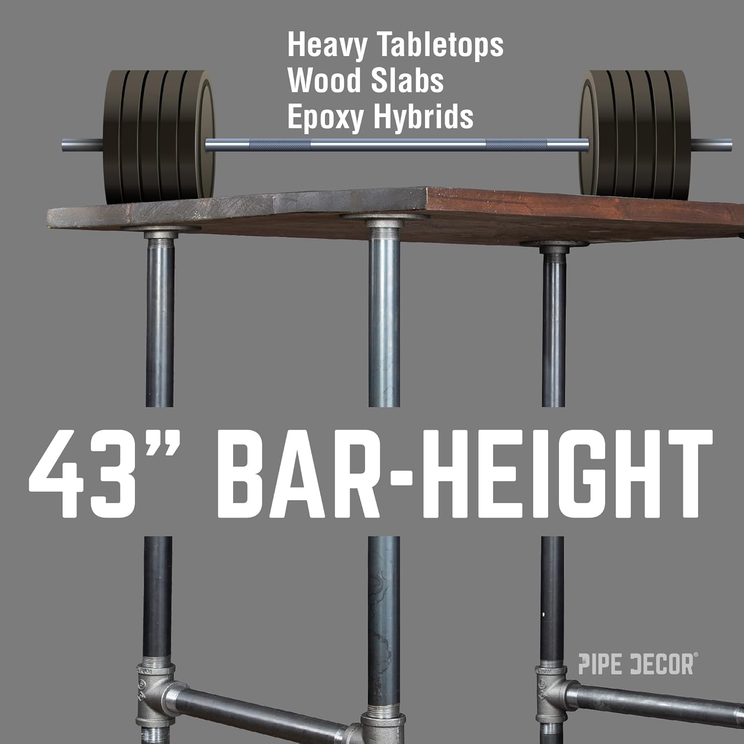 PIPE DECOR Patas de mesa de altura de barra, patas de tubería de plomería de estilo industrial para pubs, restaurantes, cueva de hombre o cocina,