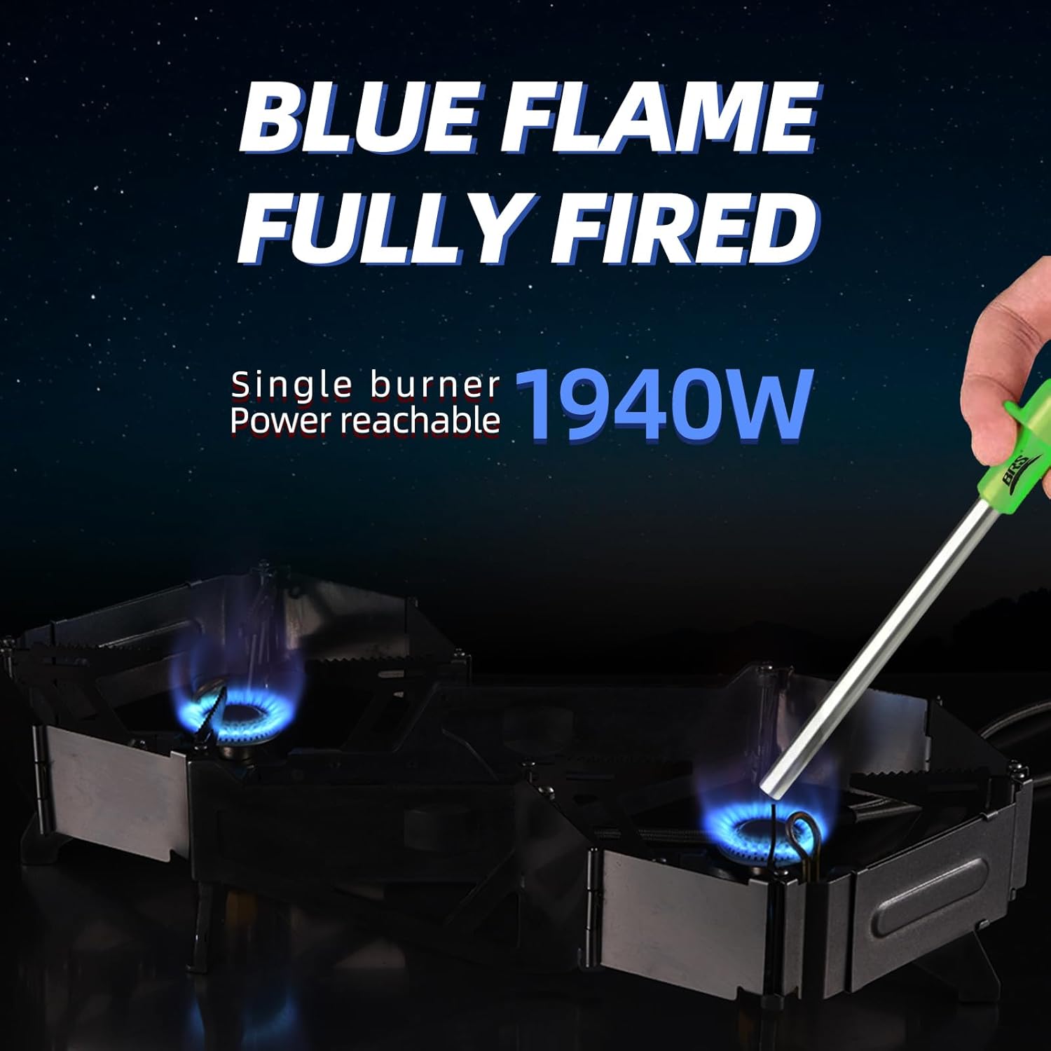 BRS -32 Estufa de camping plegable portátil expandible doble estufa – Fácil de operar, utensilios de cocina de camping con encendedor electrónico