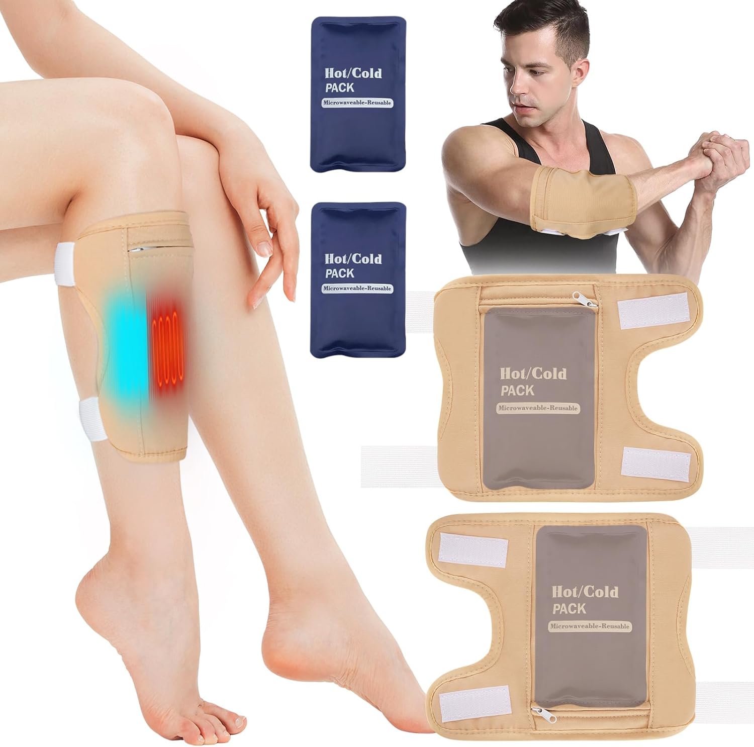 Paquete de aceite de ricino para rodilla, 2 piezas orgánicas para envoltura de aceite de ricino para pies con 2 almohadillas térmicas, kit de