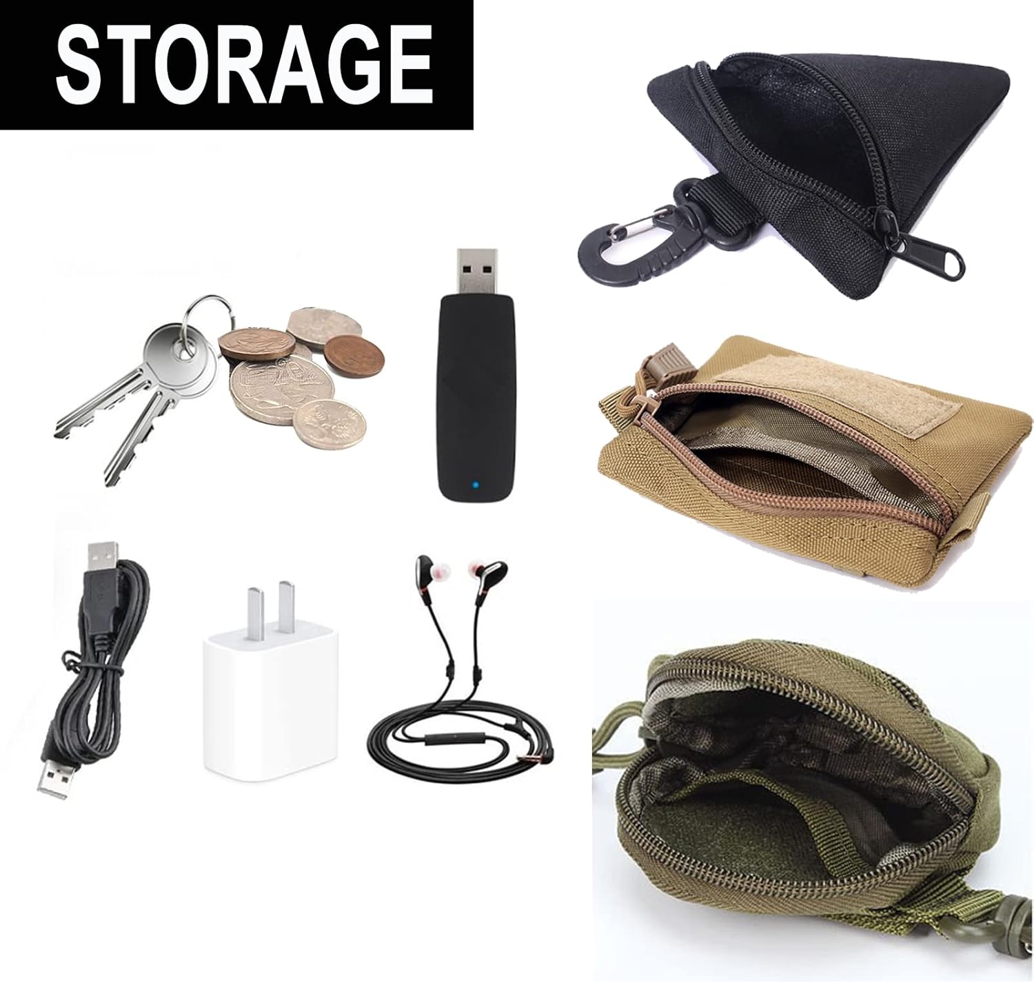 Paquete de 2 bolsas tácticas EDC compactas, mini militares Molle, bolsa de utilidad para accesorios, bolsas organizadoras, monedero, llavero,