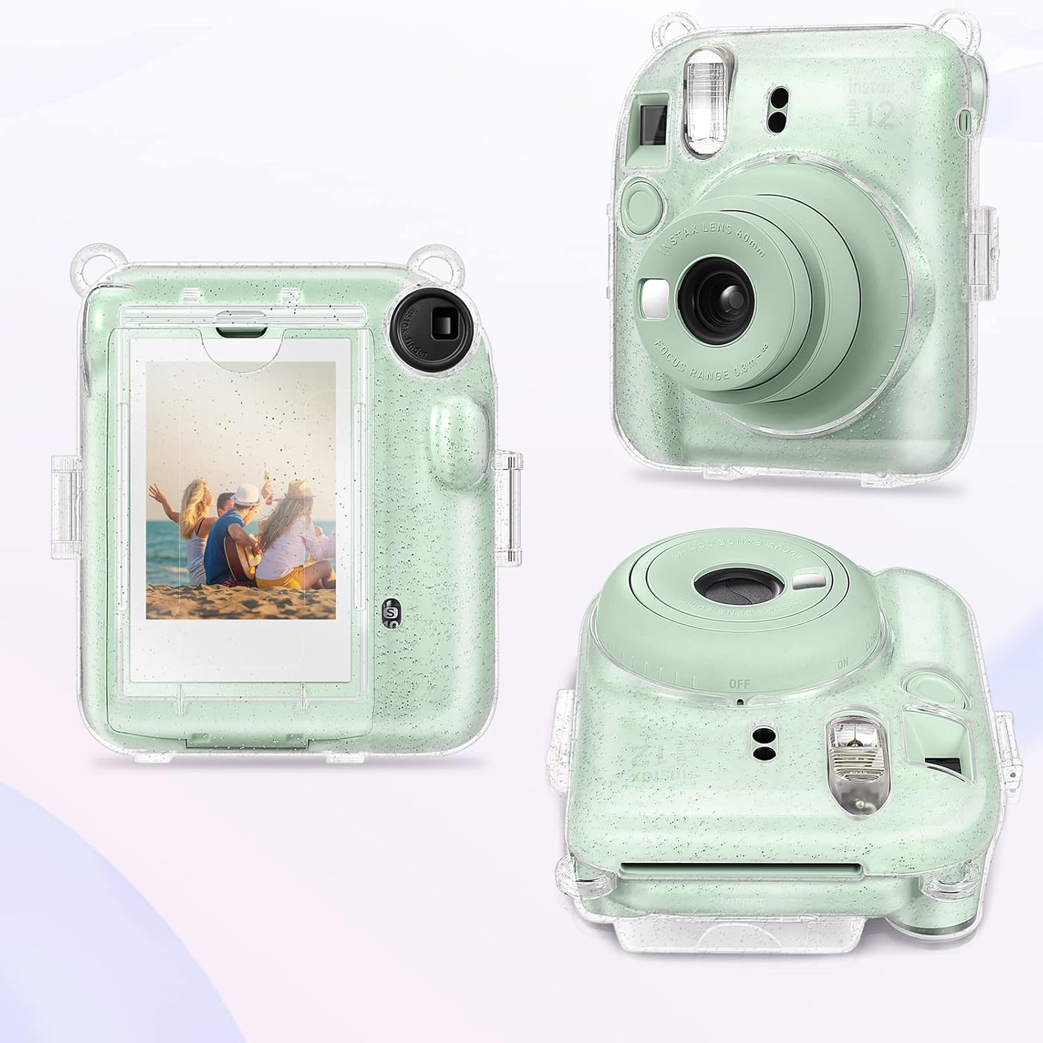 Fintie Funda protectora transparente para cámara instantánea Fujifilm Instax Mini 12  Carcasa rígida de cristal con bolsillo de película mejorado
