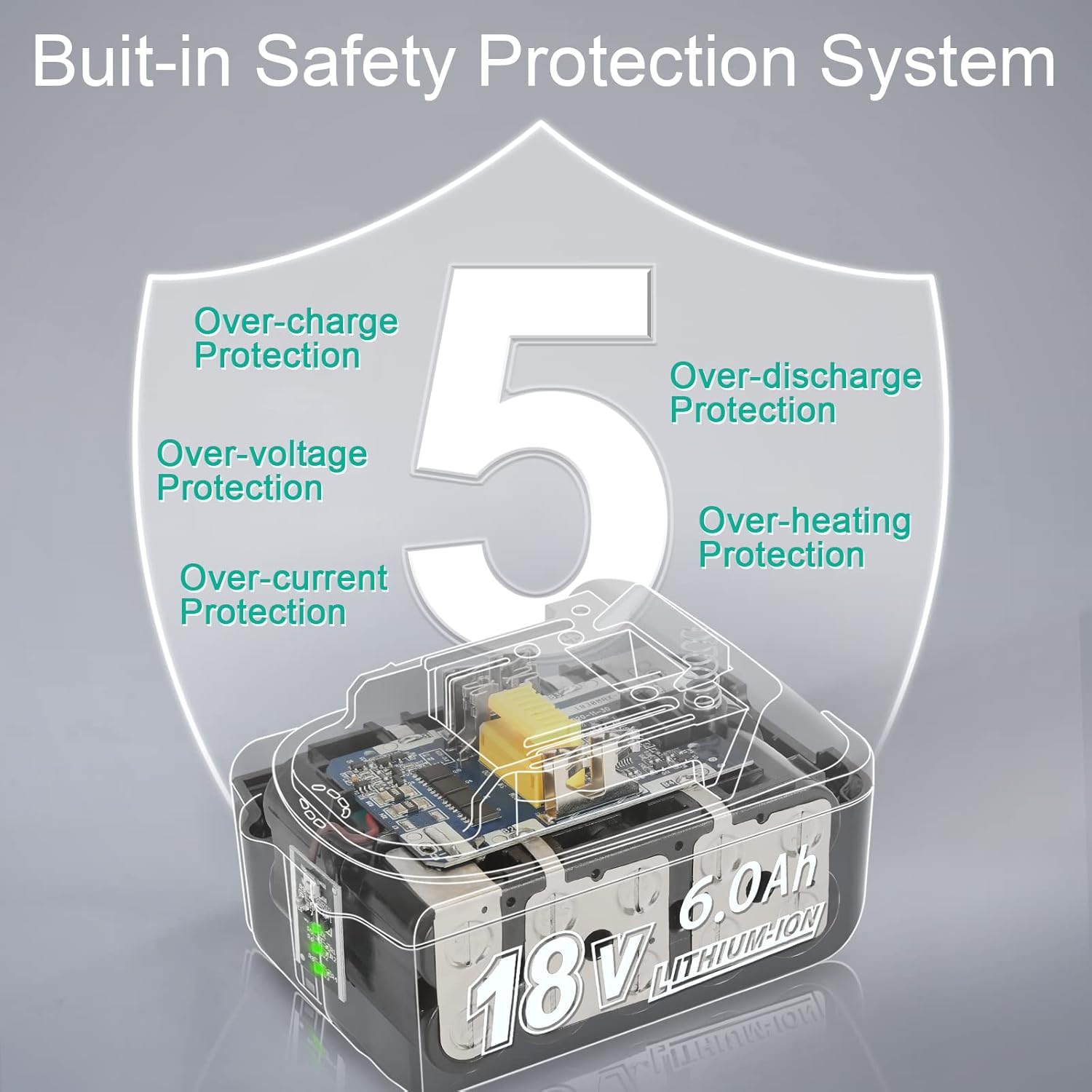 Paquete de 4 baterías de repuesto de 18 voltios para Makita 18V BL1860B, LXT iones de litio de 6.0 Ah de ultra alta capcaity compatible con batería