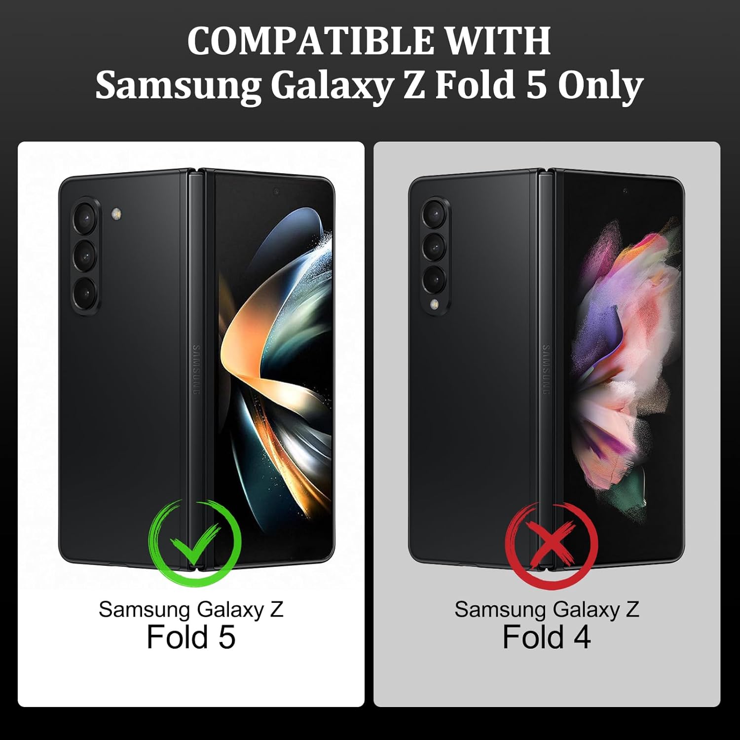 KANGHAR Funda tipo cartera para Samsung Galaxy Z Fold 5 con 2 ranuras para tarjetas de crédito, protección de cuerpo completo, funda delgada para