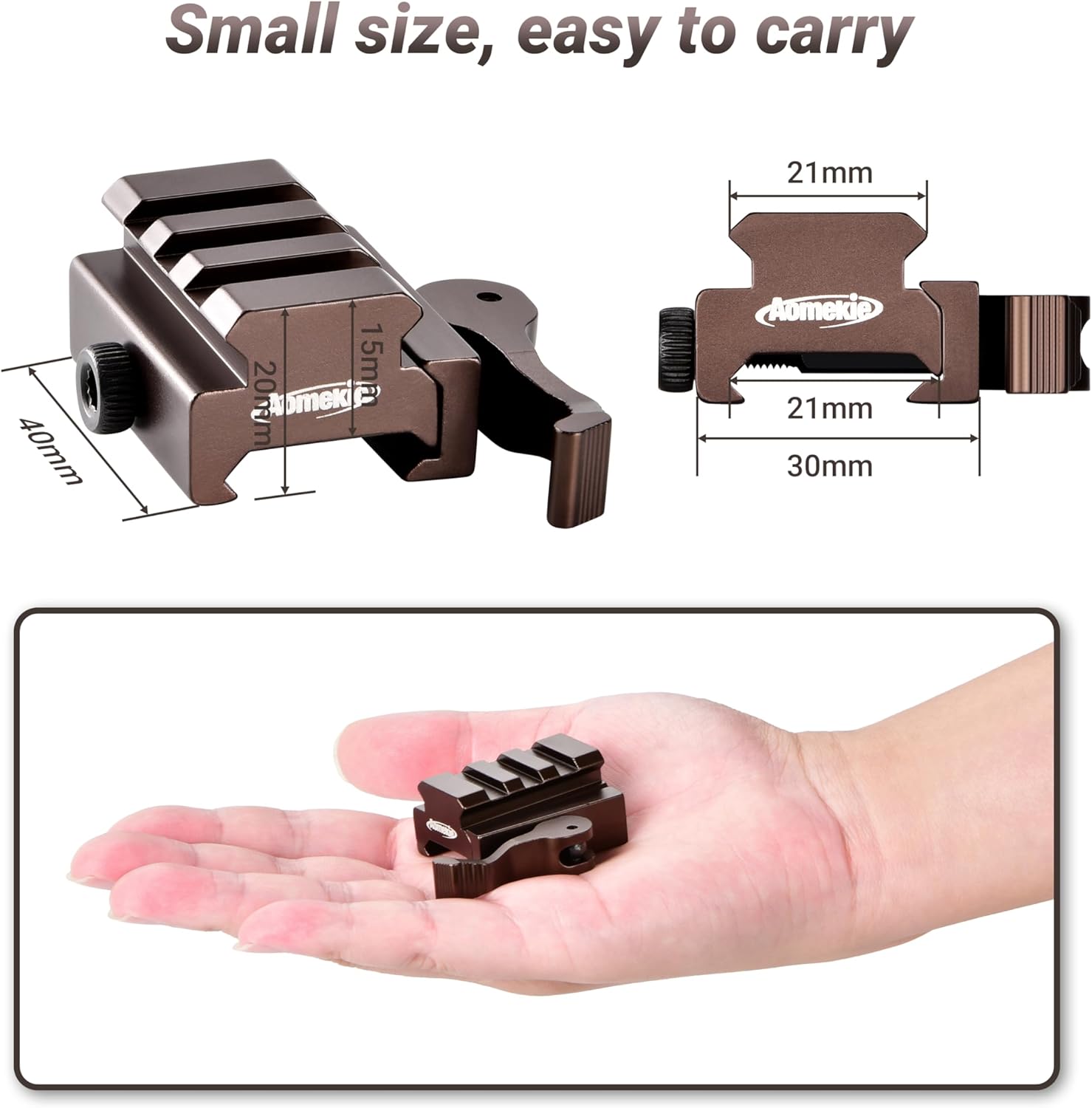 AOMEKIE QD – Mini adaptador de montaje elevador de 12 pulgada con bloqueo de palanca QD de liberación rápidadesmontaje y rieles Picatinny de 3