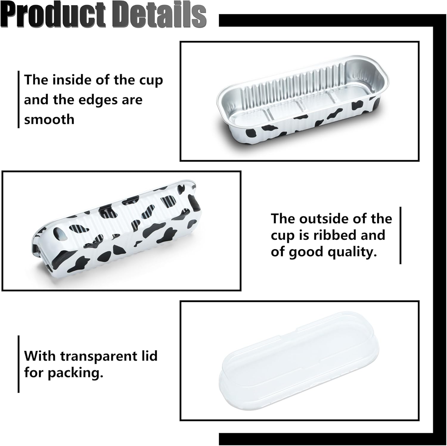 Ramekins desechables para horno, 6.7 onzas, 50 piezas de mini moldes blancos y negros, tazas de pudín, tazas para magdalenas, moldes de aluminio