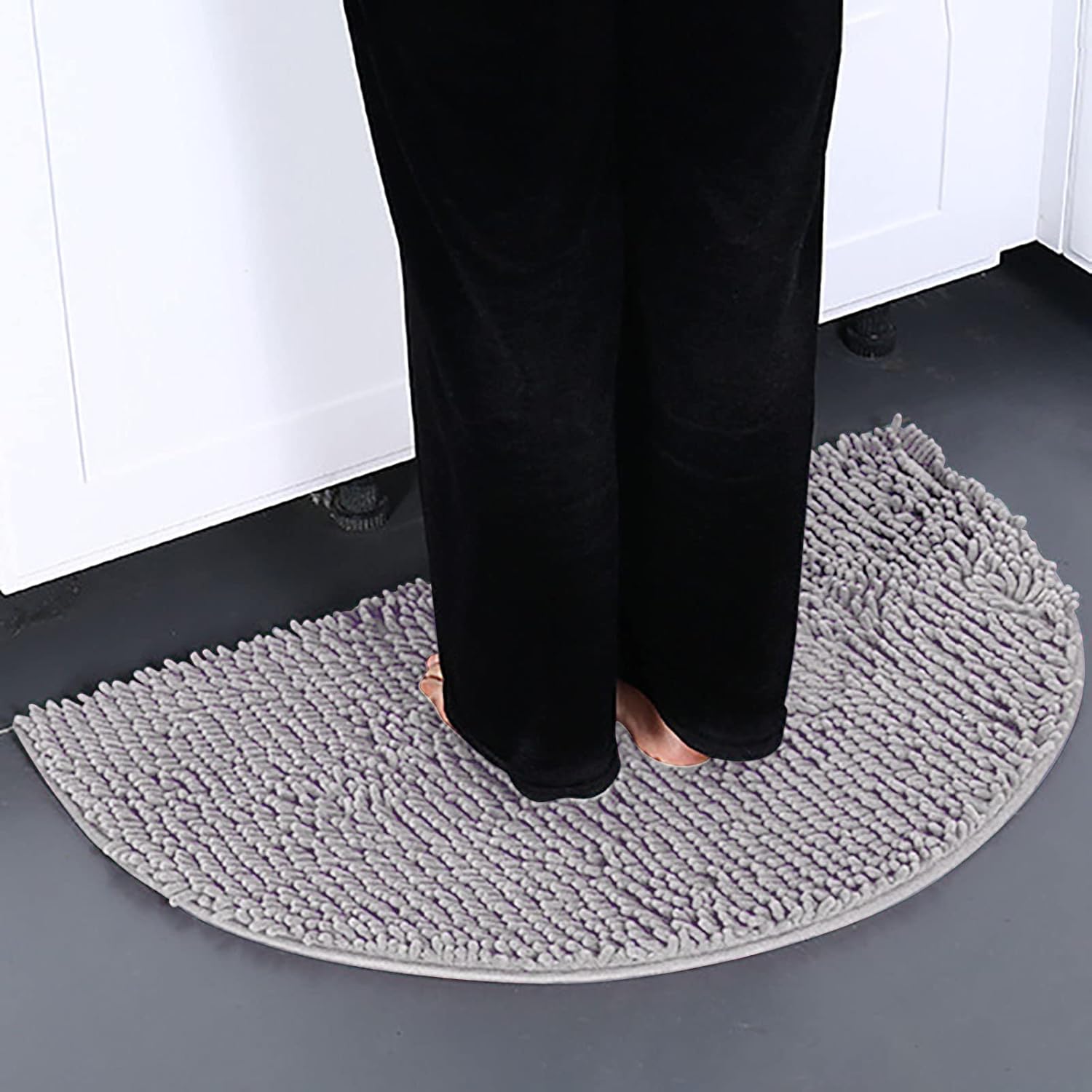 Scceatti Alfombras de baño de 20 x 13 pulgadas, alfombras de baño de medio círculo, suaves, antideslizantes, absorbentes, de secado rápido,