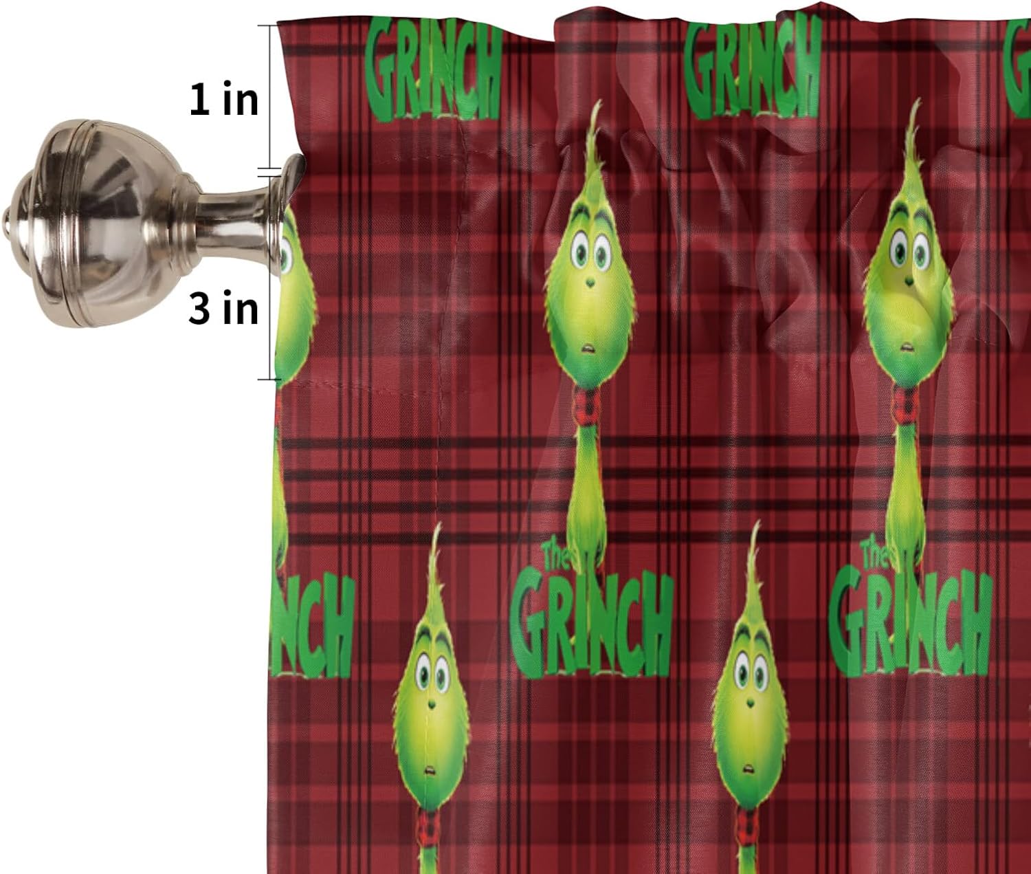 Cenefa de ventana de Navidad de monstruo verde de estilo retro para cocina, sala de estar, cortina de ventana de bebé para dormitorio, cenefa de