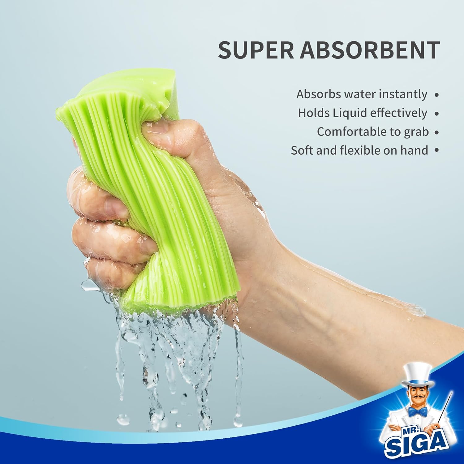 MR.SIGA Plumero de esponja, plumero reutilizable con diseño de superficie acanalada, esponja húmeda para el hogar para limpiar el polvo, paquete de