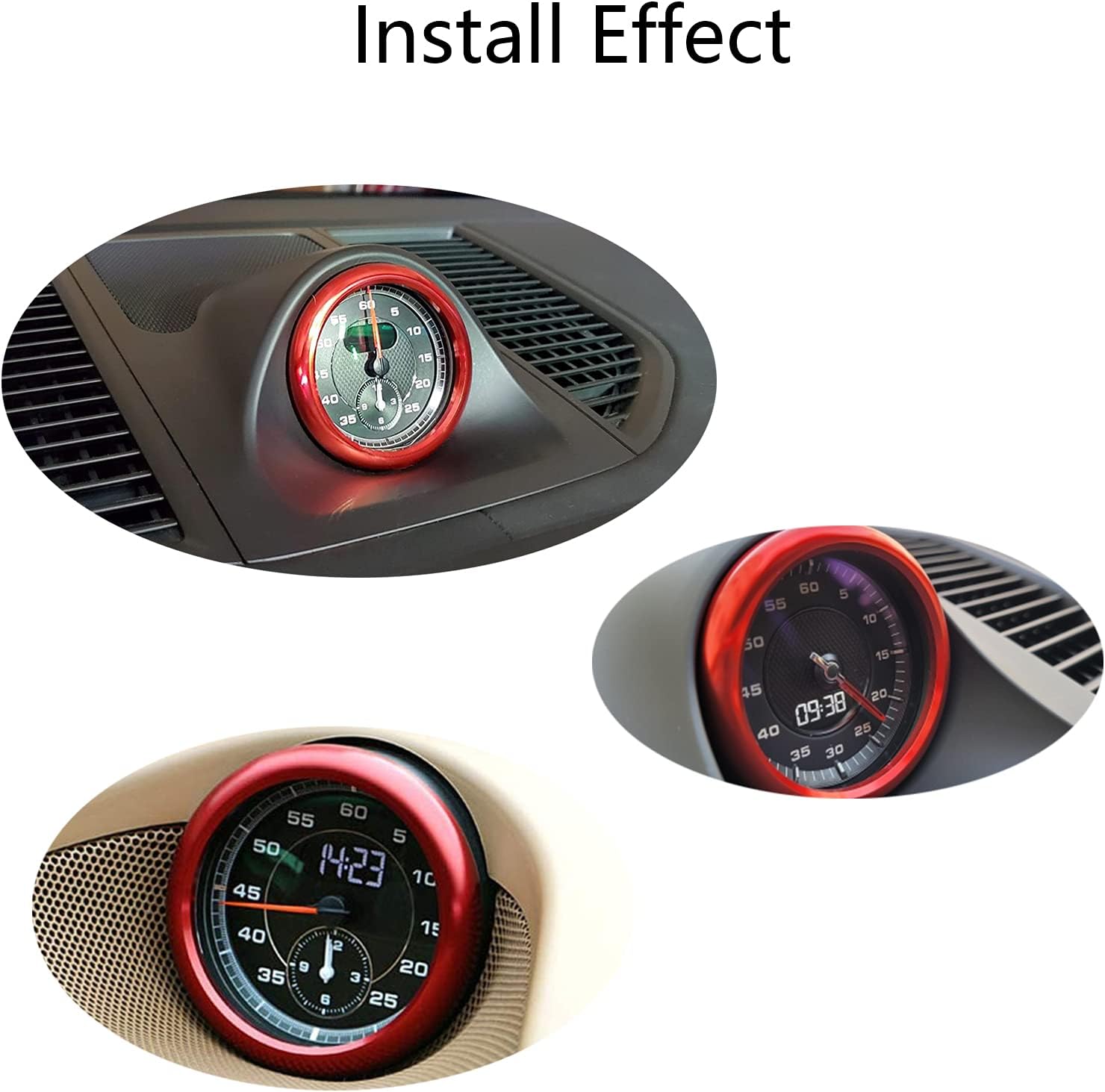 Cubierta de la brújula del reloj central del tablero compatible con Porsche Cayenee Boxster 911 Macan Panamera Accesorios Porsche Emblem Aluminio