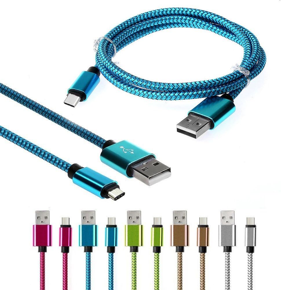 Cable de datos USB c 129.8 ft de nailon trenzado rápido cargador de datos tipo C cable verde 6.6 ft