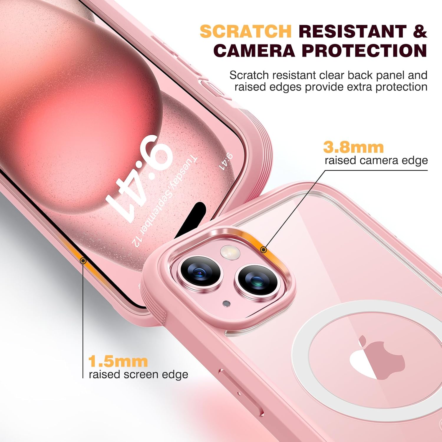 Diaclara Funda diseñada para iPhone 15 Plus de 6.7 pulgadas, compatible con MagSafe, funda magnética resistente de cuerpo completo con protector de