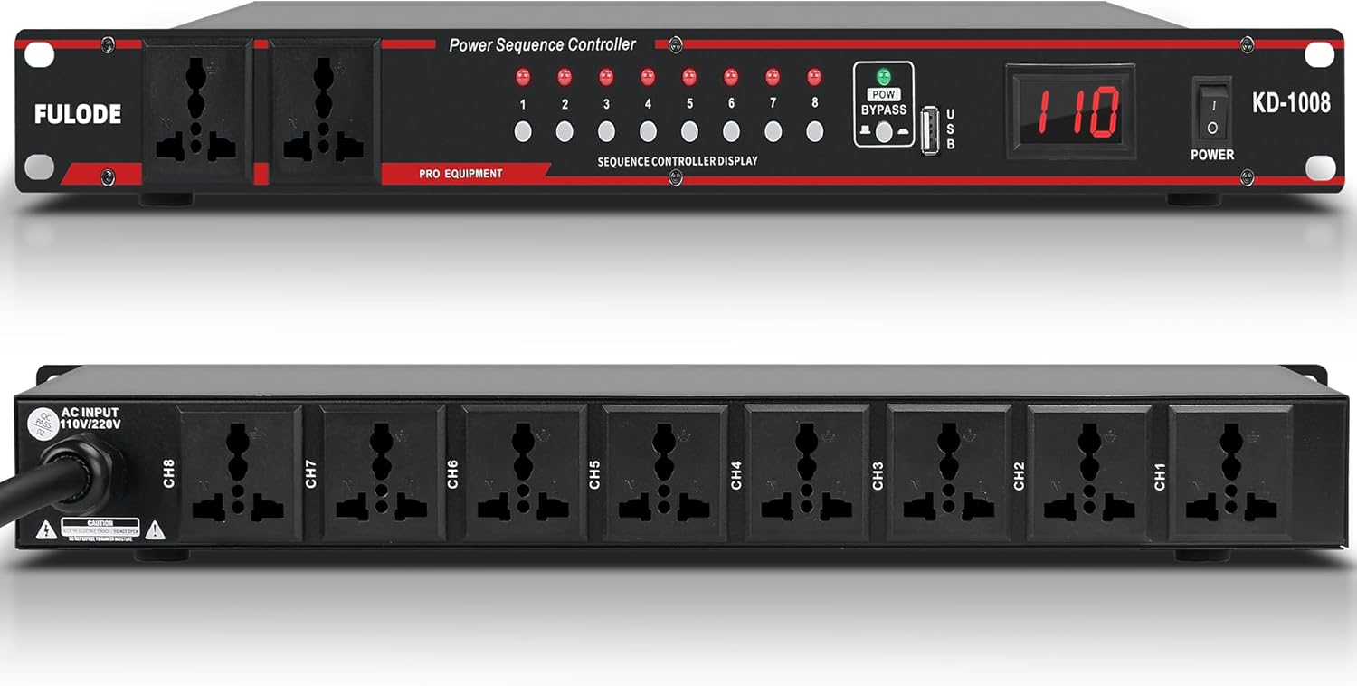 Acondicionador de energía de 10 salidas -8 Interruptor independiente Alimentación de rack, Acondicionador de energía para montaje en rack Regulador