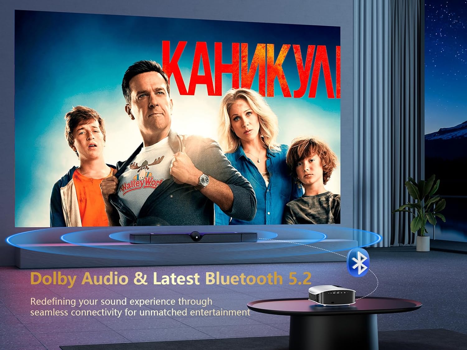GooDee Proyector inteligente 4K con WiFi 5G y Bluetooth, certificado NetflixAmazn Prime Video, Dolby Audio, proyector exterior 800ANSI, proyector de
