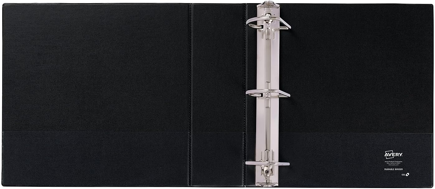 Avery 27650 Carpeta duradera, anillos inclinados de capacidad de 3 pulgadas, 8-12 x 11, negro, 1Ea