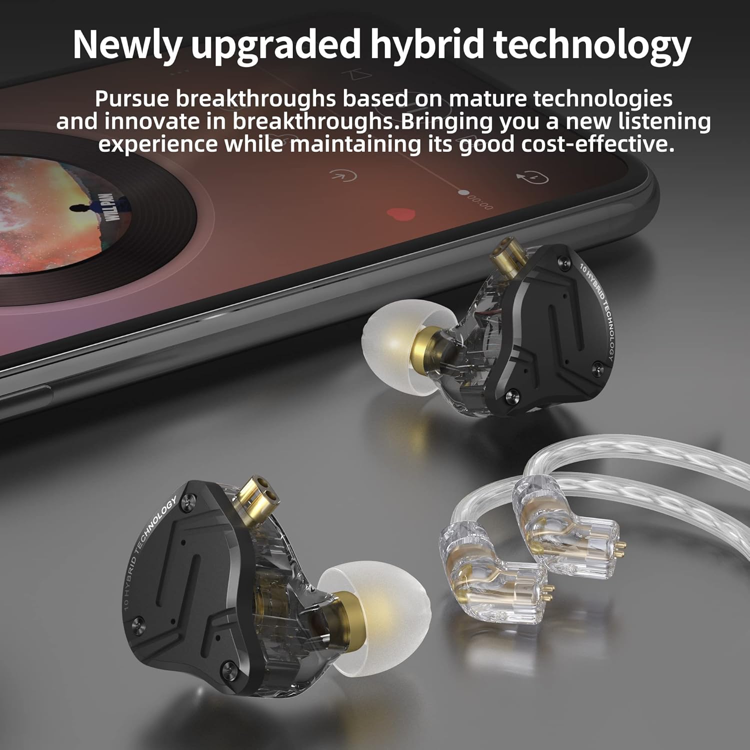 KZ ZS10 PRO X – Auriculares con monitor intrauditivo, auriculares híbridos IEM con controlador 4BA+1DD, auriculares para juegos de metal de alta