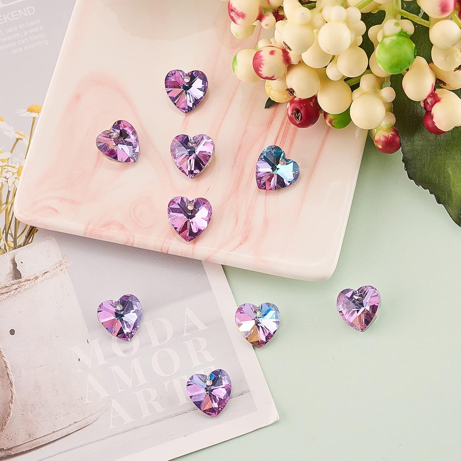 DanLingJewelry Dijes de cristal coloridos para hacer joyas de bricolaje, Vidrio