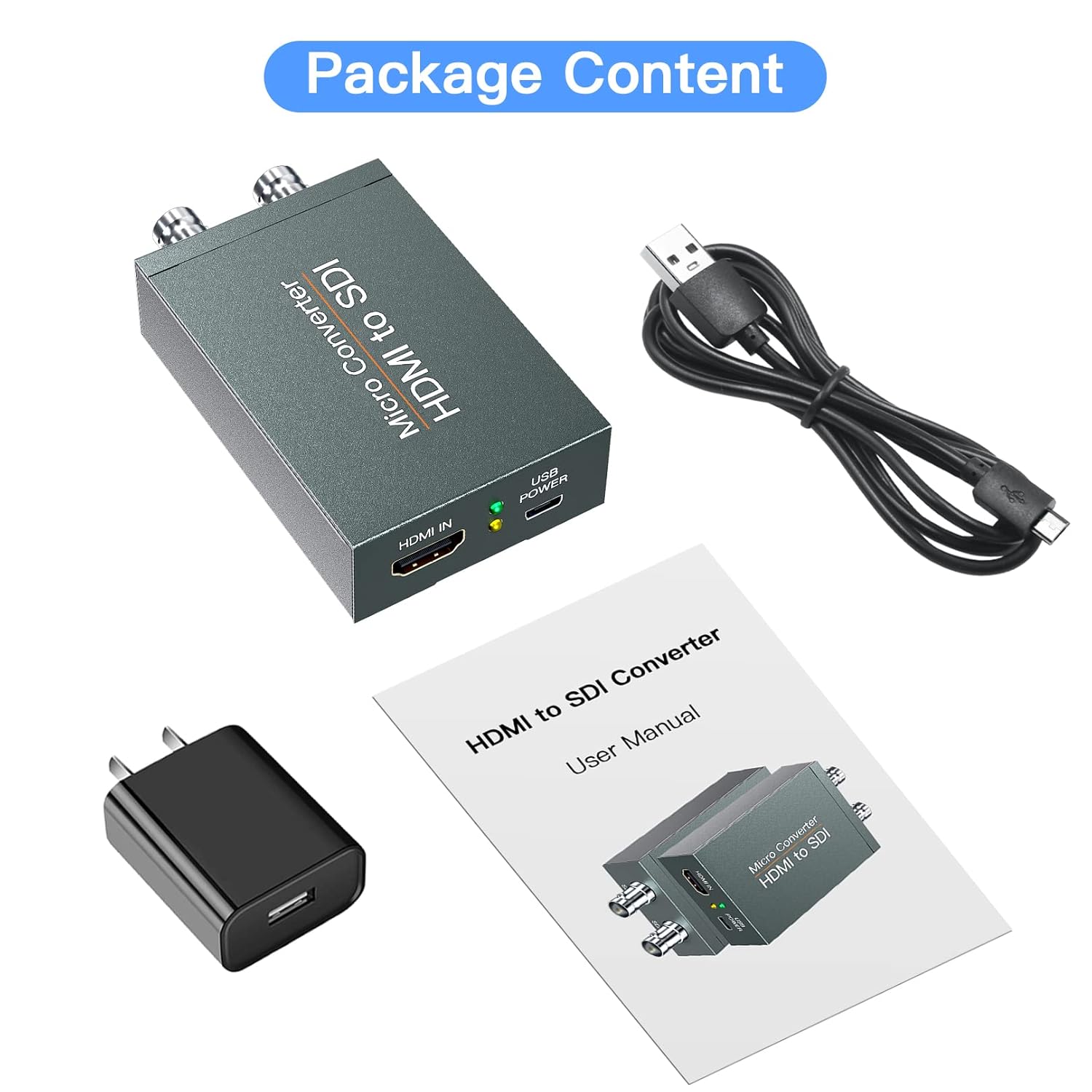 HDMI a SDI, HDMI a 3G-SDIHD-SDI, convertidor de audio 2 vías SDI convertidor adaptador de salida SDI dual soporte 1080P para cámara de cine en casa