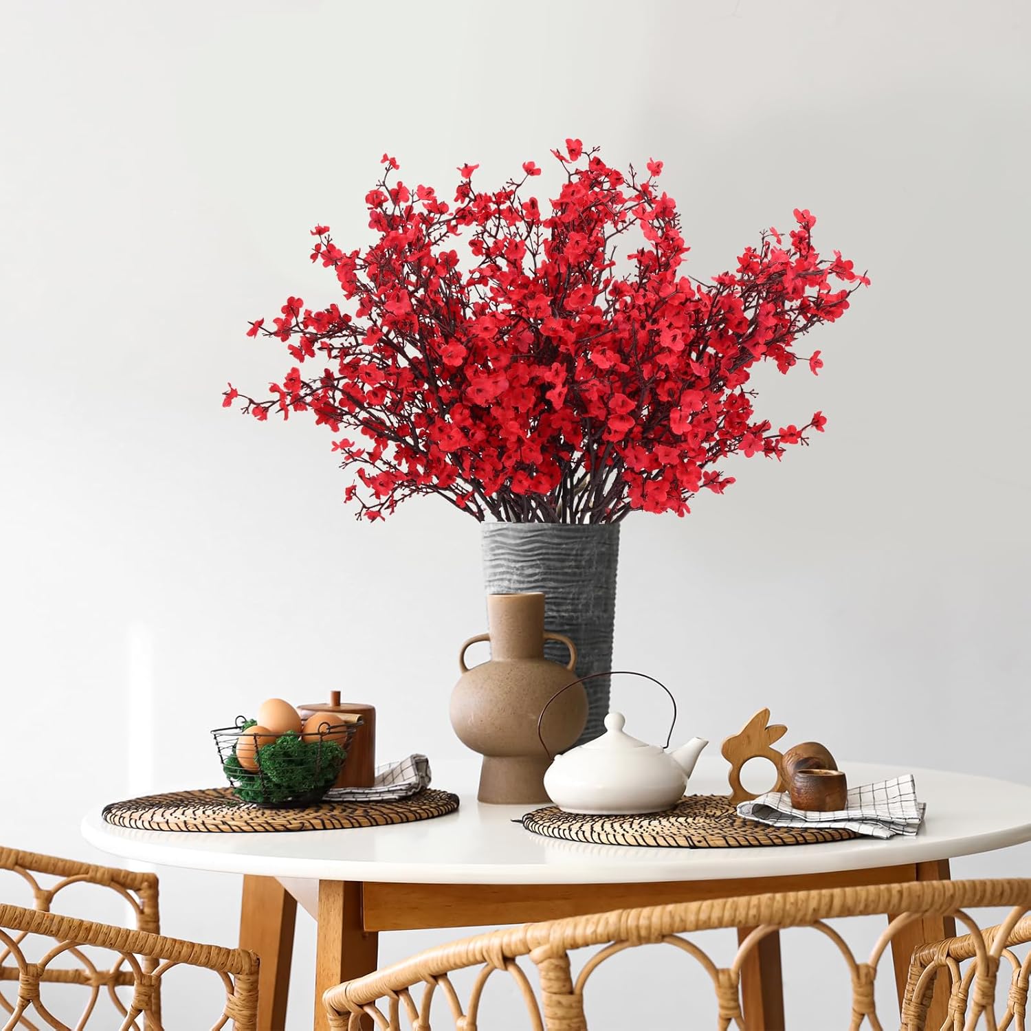 CEWOR 10 paquetes de flores falsas para decoración de otoño, imitación de aliento de bebé, flores artificiales de seda de gypsophila, ramos florales