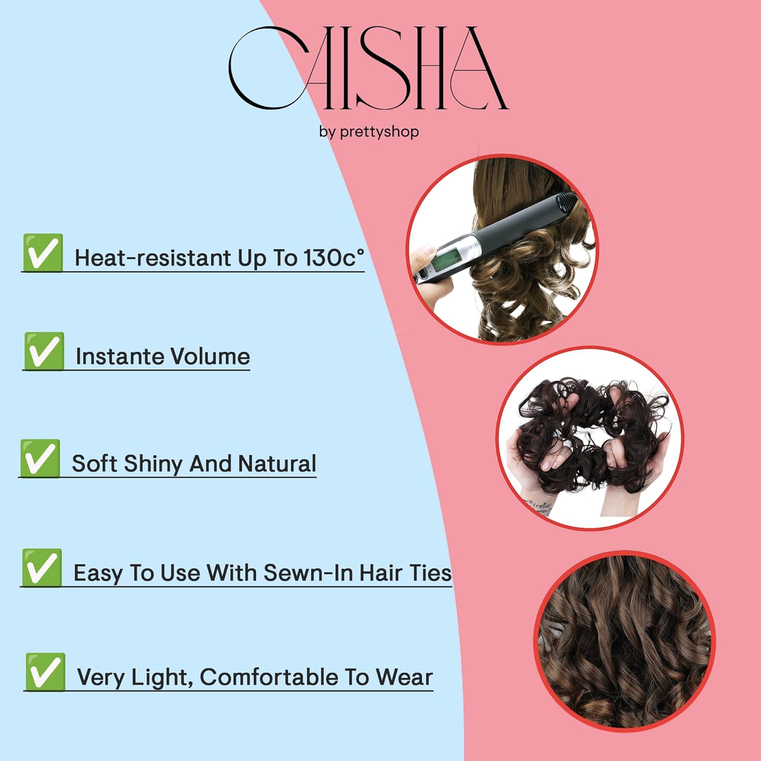 CAISHA by Prettyshop Hairpiece Scrunchy Updo Bridal Peinado Voluminoso Ondulado Moño Desordenado Mezcla Rubio G13AL
