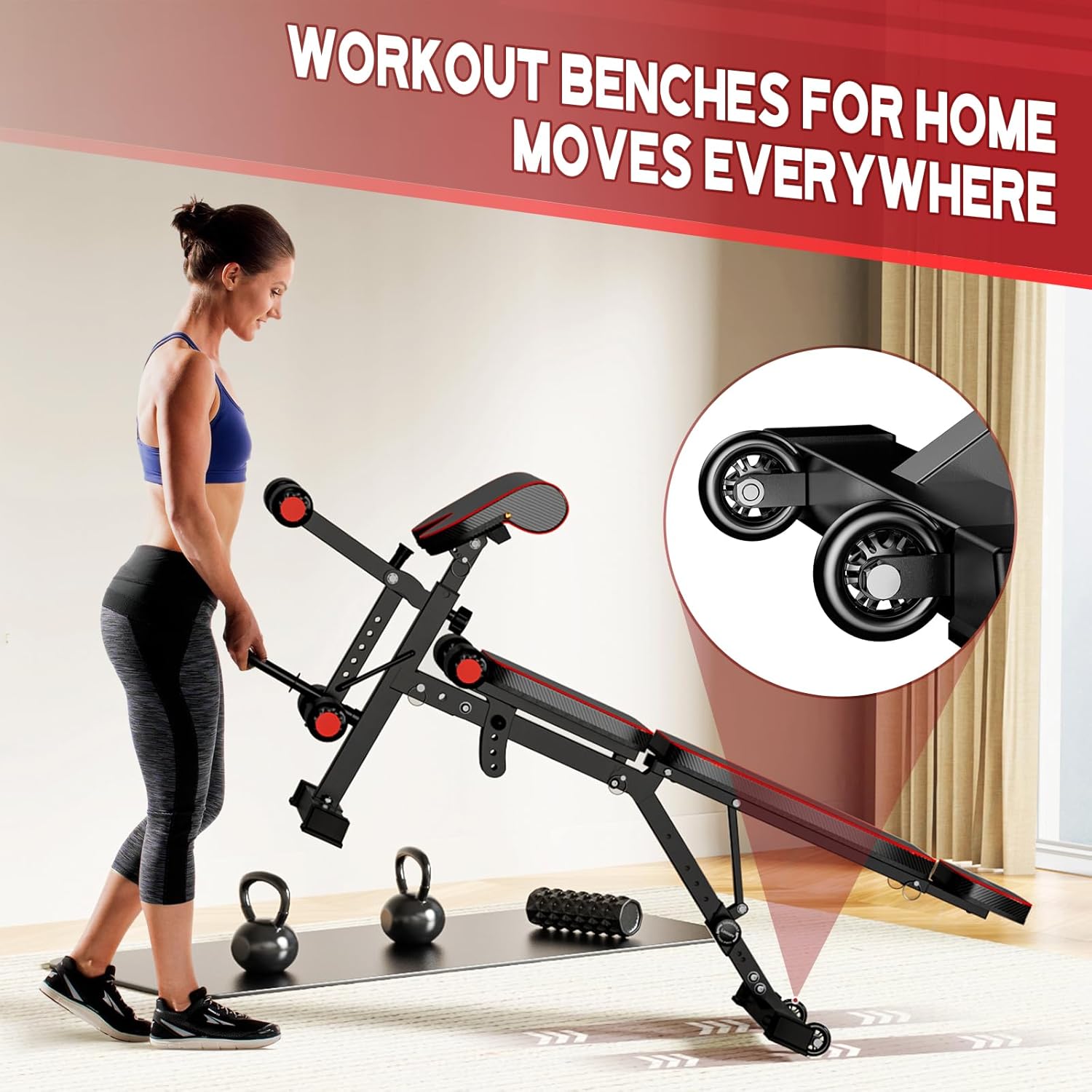 Weight Bench Press, Strength Training Workout Benches for Home Gym, FRITTON 800 LB Stable Decline Incline Bench for Full Body Workout, Adjustable
