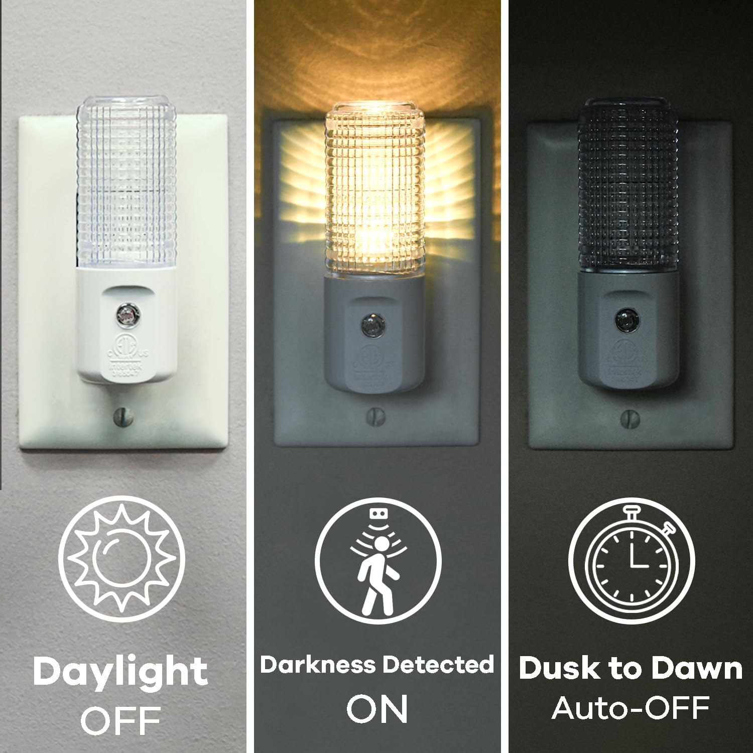 Kingman Luz nocturna automática LED enchufe de pared con luz ambiental sensor de atardecer a amanecer (paquete de 2)