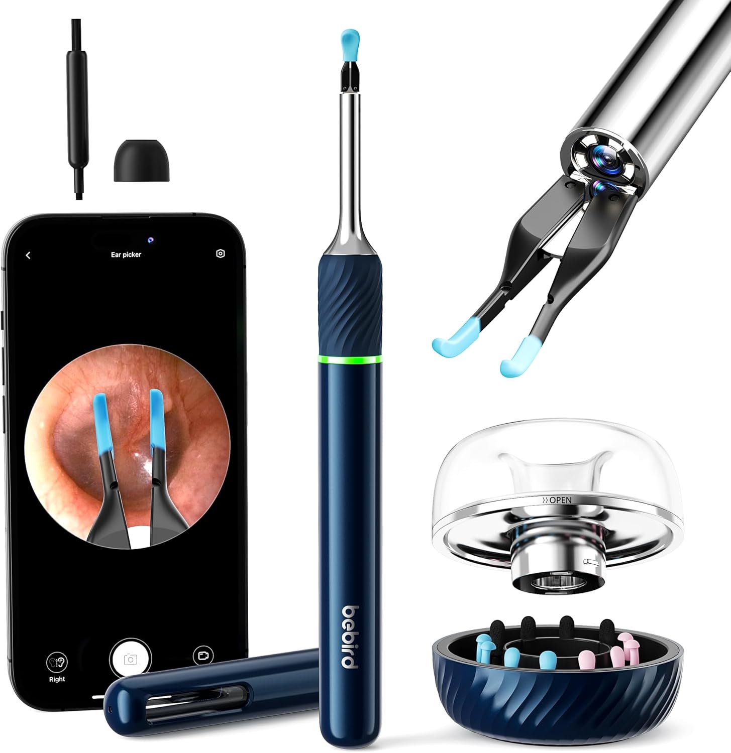 Herramienta de eliminación de cera de oídos con cámara de oído de 10 megapíxeles, kit de eliminación de cera de oídos Note 5 Pro con exquisita base