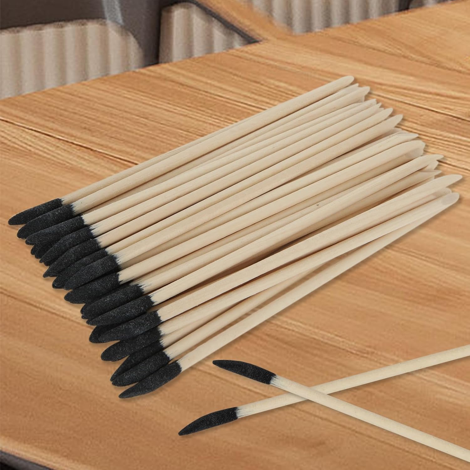 100 palos de lijado de grano 280 cerillas inclinadas ramitas de lijado para detalles finos para modelos de plástico, madera pasatiempo, espacios
