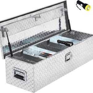 GAOMON Caja de herramientas para caja de camión de 39 pulgadas, de aluminio resistente con estante deslizante, caja de herramientas de placa de GAOMON Caja de herramientas para caja de camión de 39 pulgadas, de aluminio resistente con estante deslizante, caja de herramientas de placa de