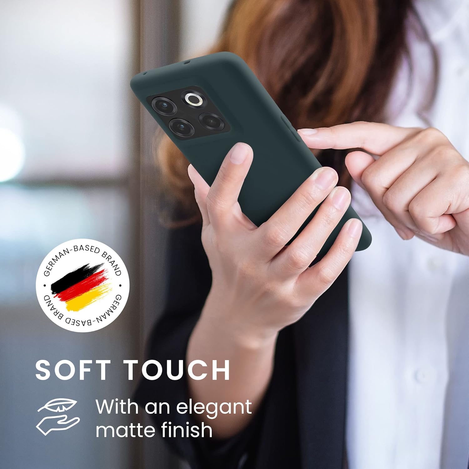 kwmobile Funda compatible con OnePlus 10T 5G – Funda protectora de silicona TPU suave y delgada – Pizarra oscura