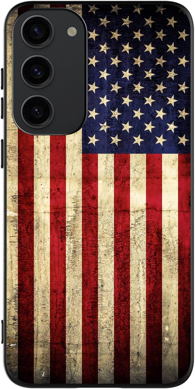 Funda diseñada para Samsung Galaxy S23 5G, diseño retro de la bandera de Estados Unidos, para mujeres y niñas, delgada, suave, TPU a prueba de