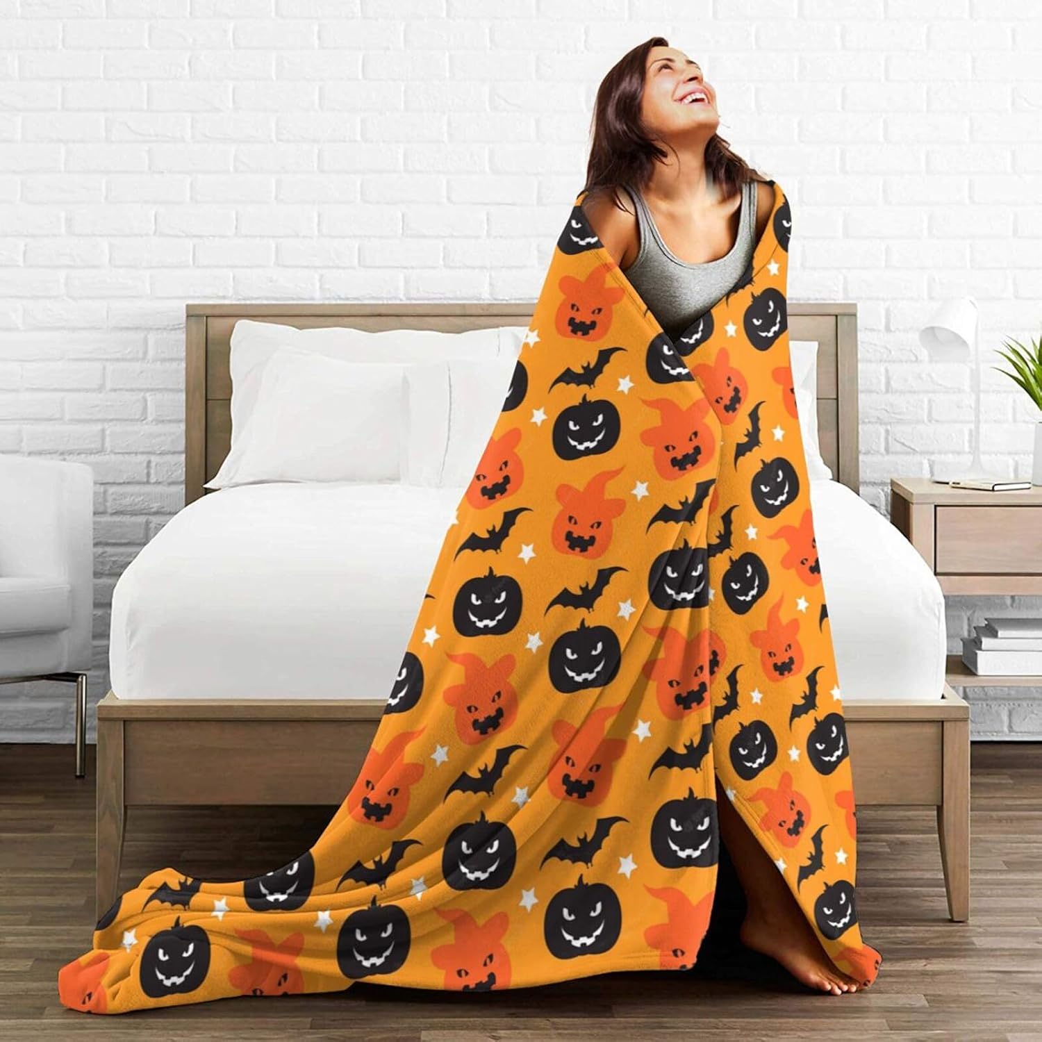 Manta de microforro polar ultrasuave para Halloween, ligera, mullida y cálida, manta de franela de Halloween para sofá, cama, sala de estar, 50 x 40