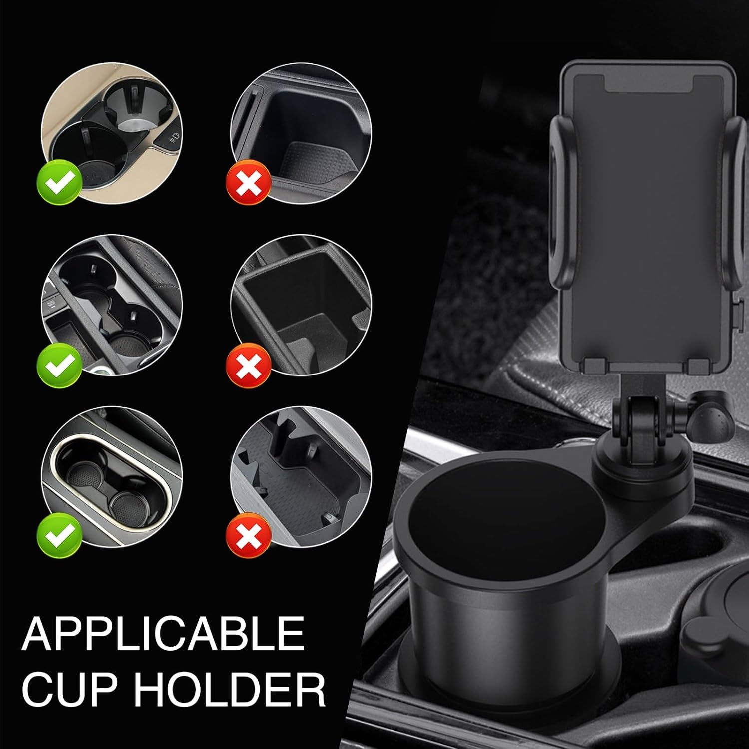 1 soporte para taza de agua 2 en 1 para automóvil, soporte para teléfono móvil, limitador de taza de agua giratorio portátil multifuncional, soporte