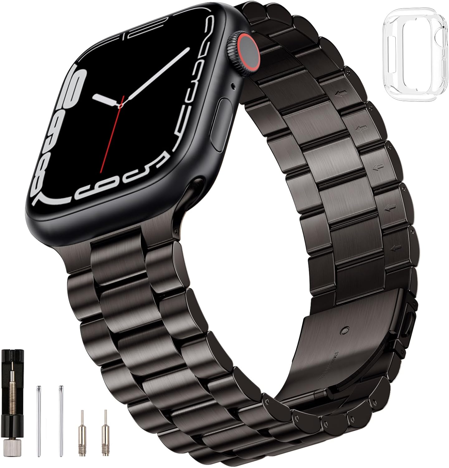 SUNFWR Compatible con Apple Watch Band de 1.614 pulgadas, 1.575 pulgadas, 1.496 pulgadas, para mujeres y hombres, correa de metal de acero
