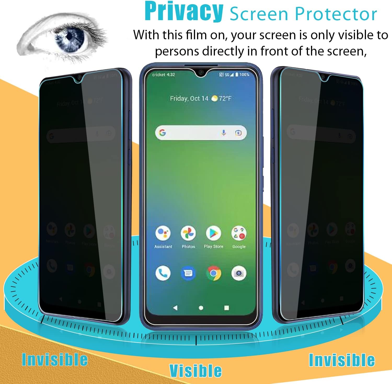 Paquete de 2 protectores de pantalla de vidrio templado para Cricket Magic 5G, película de vidrio templado Ultra HD, antiespía, dureza 9H, arañazos,